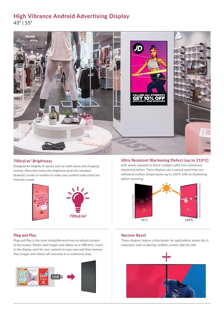 Android Werbeanzeige Bildschirm mit lebendigen Farben 700cd/qm - Digitale Werbedisplays - Modulare Displays® - München