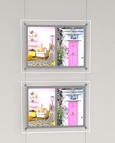 LED Acryl- Postertaschen Hochformat mit 2xDIN A4 - komplettes Kit
