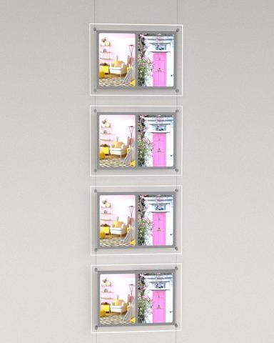LED Acryl- Postertaschen Hochformat mit 2xDIN A4 - komplettes Kit