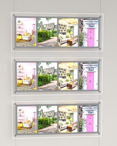 Led Schaufenster Display Multikit 4 DIN A4 Hochformat mit frontaler Befestigung