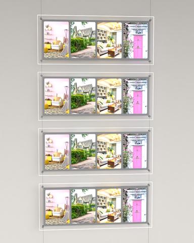 Led Schaufenster Display Multikit 4 DIN A4 Hochformat mit frontaler Befestigung