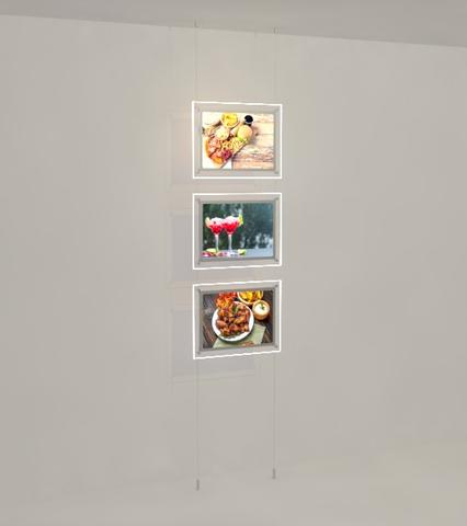 Led Acryl-Postertaschen Querformat DIN A3 mit frontaler Befestigung
