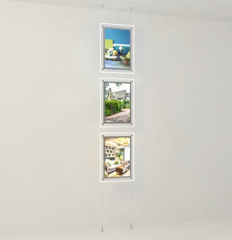 Schaufenster Displays DIN A3 Hochformat mit frontaler Befestigung- LED Acryl- Postertasche