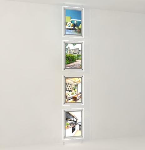 Schaufenster Displays DIN A3 Hochformat mit frontaler Befestigung- LED Acryl- Postertasche