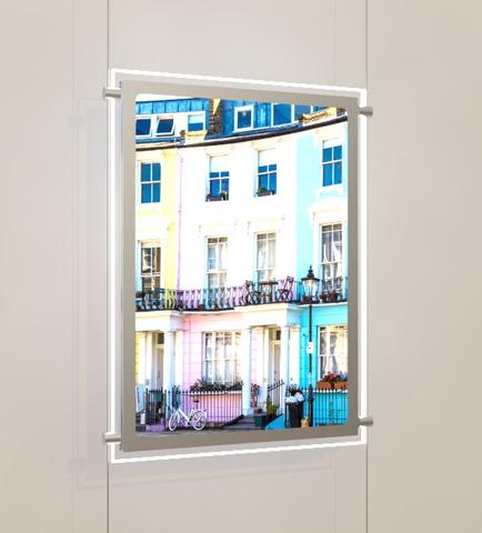 LED Acryl Werbetafeln Hochformat mit seitlicher Befestigung DIN A3