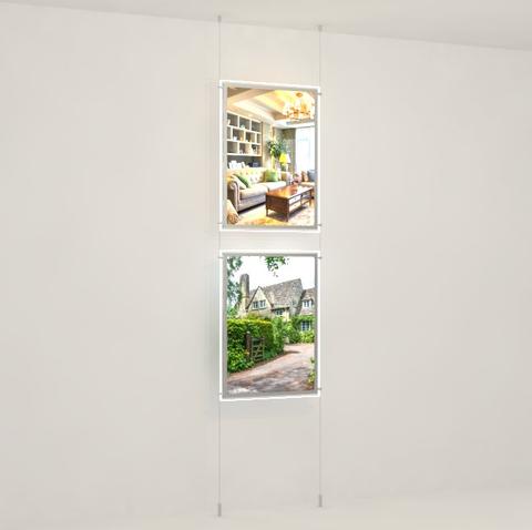 LED Posterhalter DIN A2 Hochformat mit frontaler Befestigung