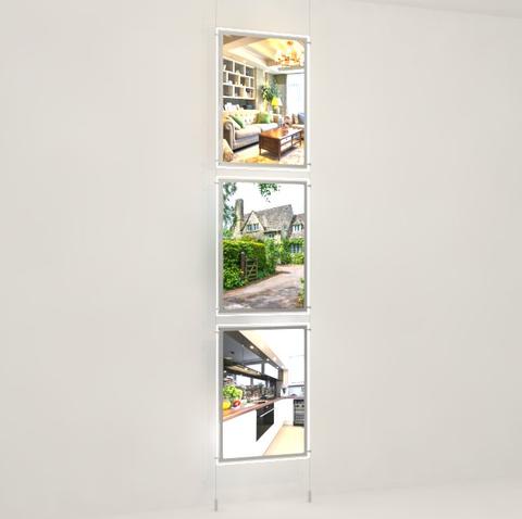 LED Posterhalter DIN A2 Hochformat mit frontaler Befestigung