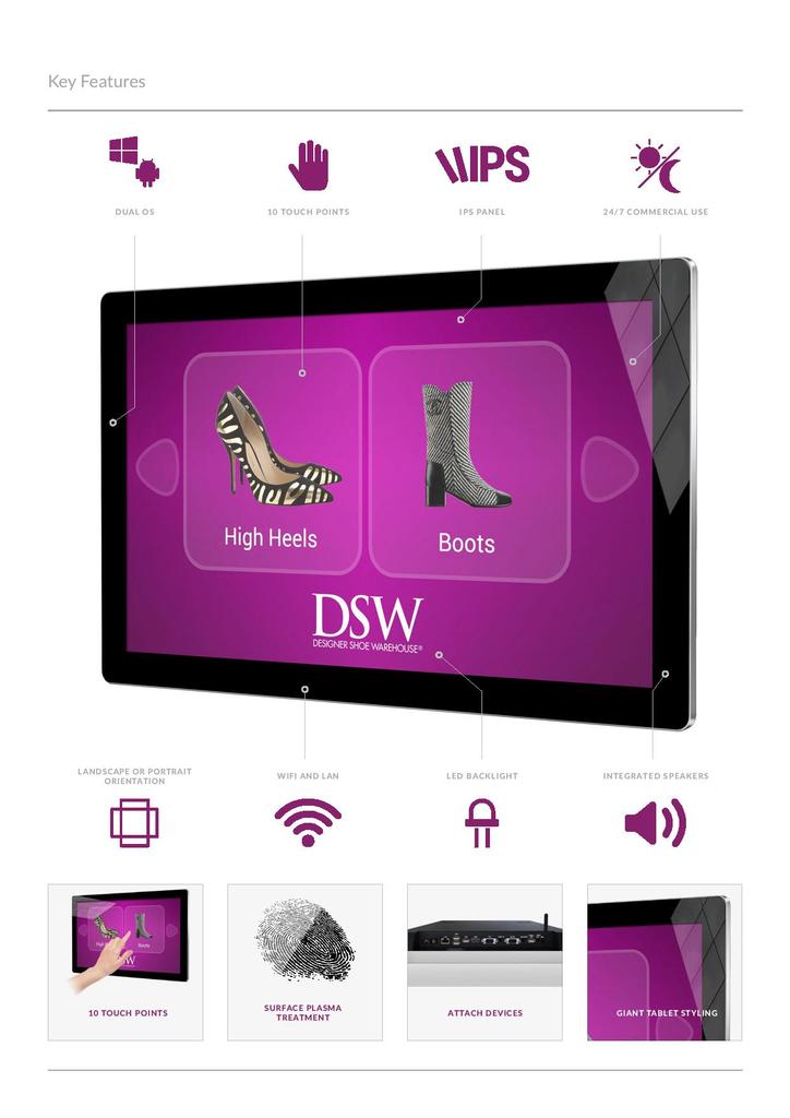 MultiTouch Android- Werbebildschirm für Bodenständer, Decken- oder Wandhalterung, 22" - 55"