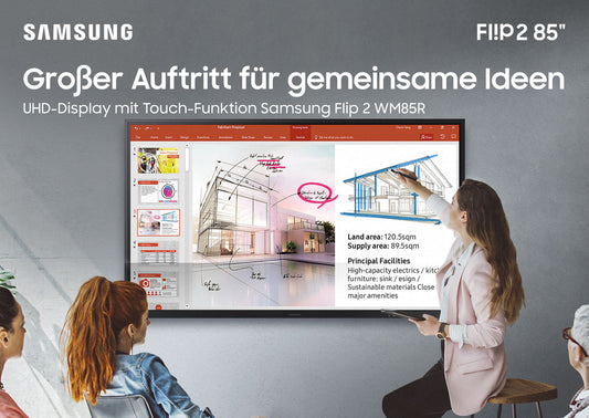 Samsung Flip 2, 55 zoll und 65 zoll Flip Chart Samsung - Digitale Werbedisplays - Modulare Displays® - München