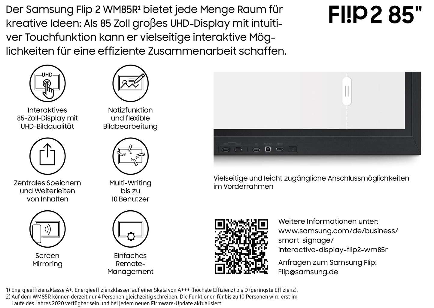 Samsung Flip 2, 55 zoll und 65 zoll Flip Chart Samsung
