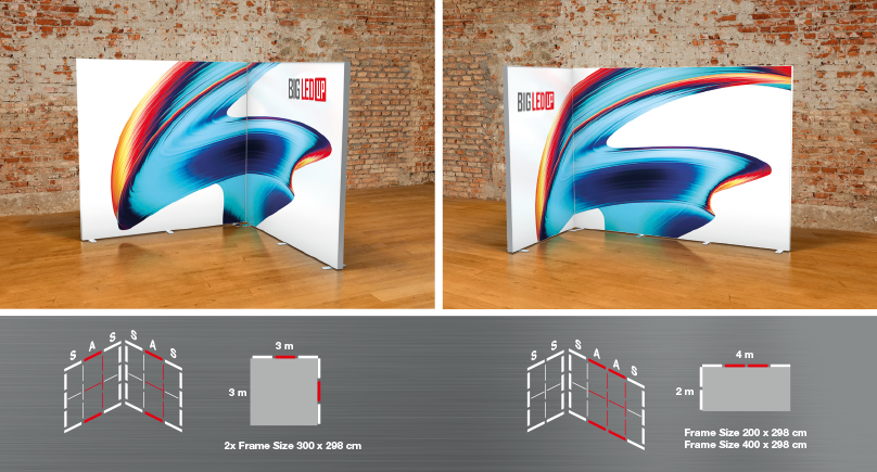 LED Textil-Spannrahmen in verschiedene Breiten, inkl. Textildruck