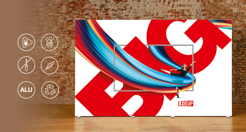 LED Textil-Spannrahmen in verschiedene Breiten, inkl. Textildruck