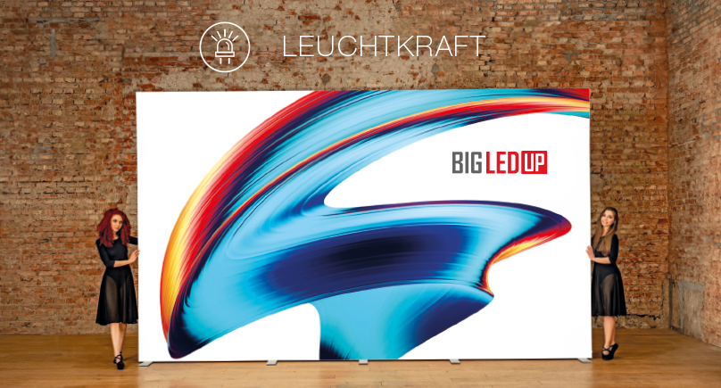 LED Textil-Spannrahmen in verschiedene Breiten, inkl. Textildruck