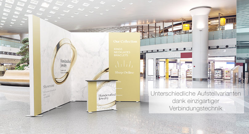 Textil- Spannrahmen Pressewand - Digitale Werbedisplays - Modulare Displays® - München