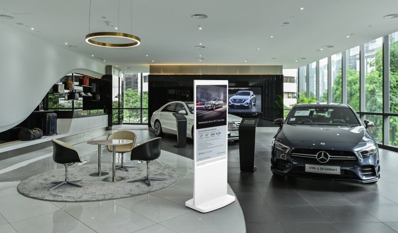 Digitale Infostele mit Android Media - Player. Werbemonitor SLIM. Digitale Werbedisplays - Modulare Displays® - München