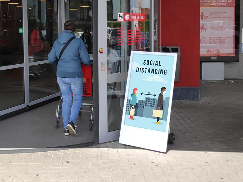 Tragbarer digitaler Kundenstopper 43zoll mit Akku, für den Außenbereich 700cd/m²