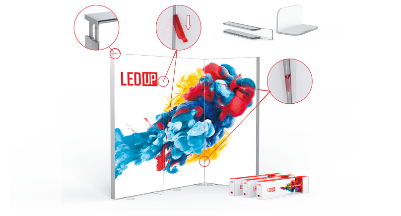 LED Messesysteme, Theken und Messewände, Textil- Spannrahmen - Digitale Werbedisplays - Modulare Displays® - München