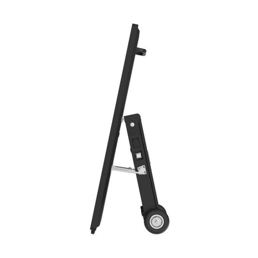 Digitaler Kundenstopper 43 Zoll Outdoor einseitig - Seitenansicht mit Rollen und Akkufach - Modulare Displays® München