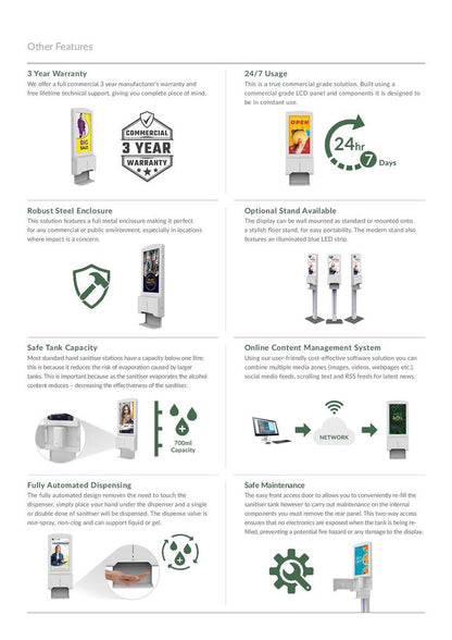 Desinfektionmittelspender mit Android - Bildschirm 22" - Digitale Werbedisplays - Modulare Displays® - München