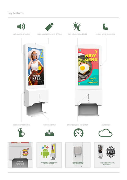 Desinfektionmittelspender mit Android - Bildschirm 22" - Digitale Werbedisplays - Modulare Displays® - München