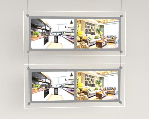 LED Acryl Postertaschen Querformat mit 2xDIN A4 - komplettes Kit - Digitale Werbedisplays - Modulare Displays® - München