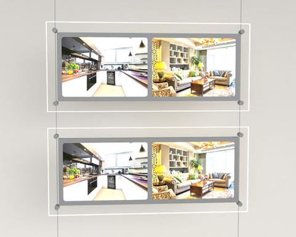 LED Acryl Postertaschen Querformat mit 2xDIN A4 - komplettes Kit - Digitale Werbedisplays - Modulare Displays® - München