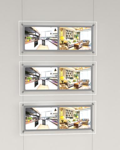LED Acryl Postertaschen Querformat mit 2xDIN A4 - komplettes Kit - Digitale Werbedisplays - Modulare Displays® - München