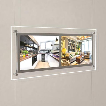 LED Acryl Postertaschen Querformat mit 2xDIN A4 - komplettes Kit - Digitale Werbedisplays - Modulare Displays® - München