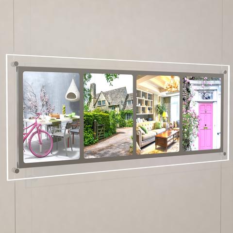 Led Schaufenster Display Multikit 4 DIN A4 Hochformat mit frontaler Befestigung
