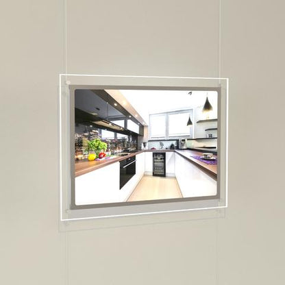 LED Acryl Werbetafel Querformat DIN A2 - komplettes Kit mit frontaler Befestigung - Digitale Werbedisplays - Modulare Displays® - München