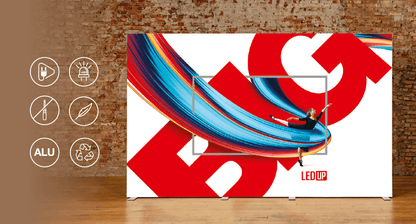 LED Textil - Spannrahmen in verschiedene Breiten, inkl. Textildruck - Digitale Werbedisplays - Modulare Displays® - München