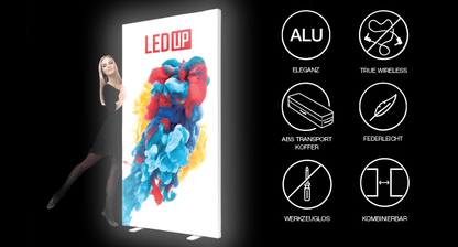 LED Textil - Spannrahmen LED Pressewand freistehend, in verschiedenen Breiten und Höhen - Digitale Werbedisplays - Modulare Displays® - München