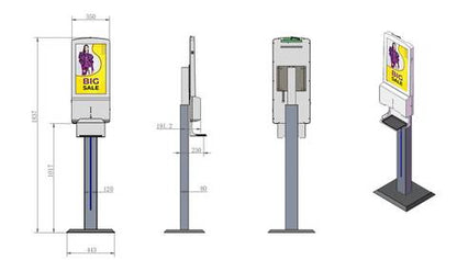 Desinfektionmittelspender mit Android - Bildschirm 22" - Digitale Werbedisplays - Modulare Displays® - München