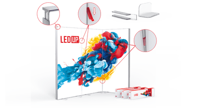 LED Textil - Spannrahmen LED Pressewand freistehend, in verschiedenen Breiten und Höhen - Digitale Werbedisplays - Modulare Displays® - München